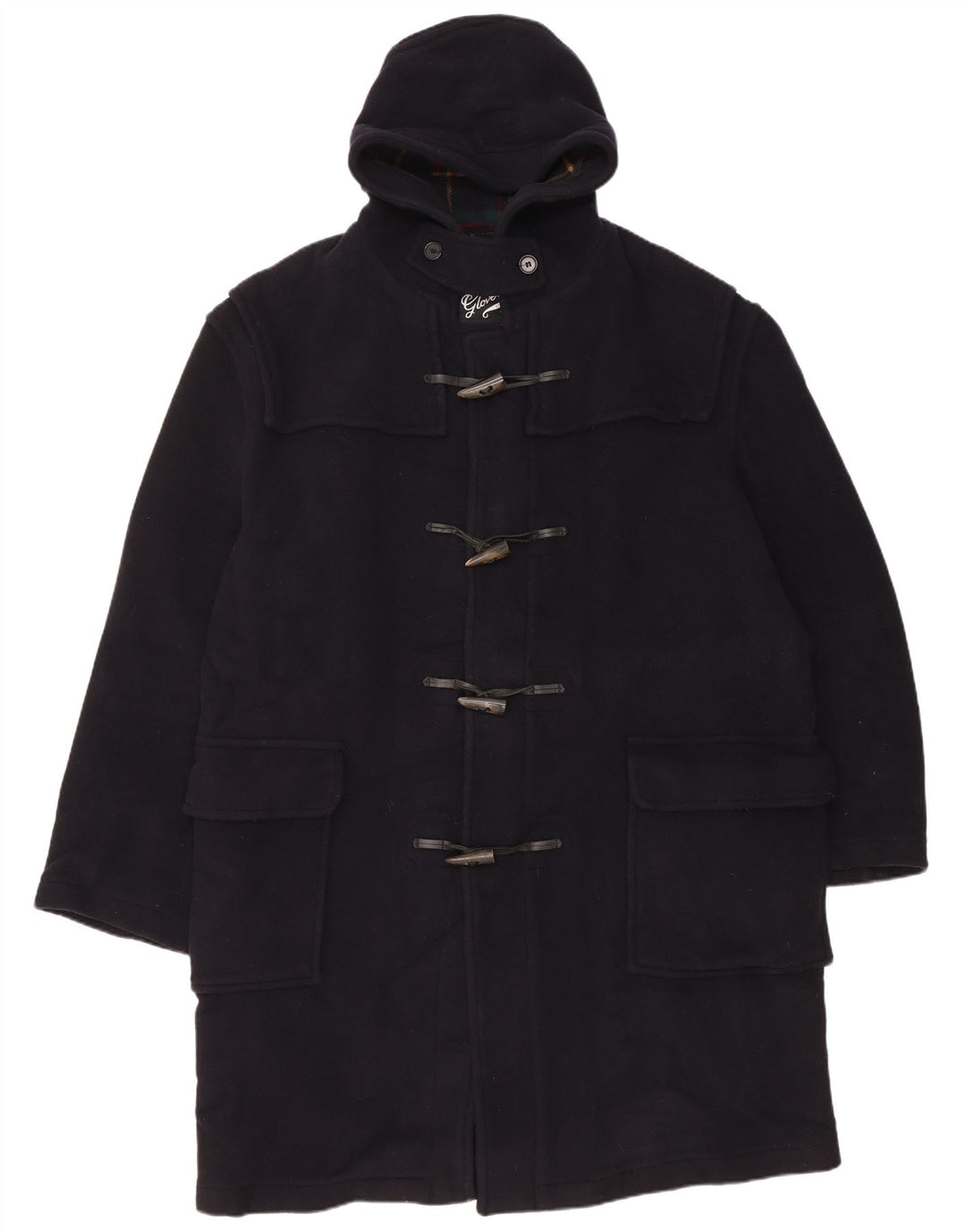 GLOVERALL Mens Hooded Duffle Coat UK 46 3XL Navy Blue Wool