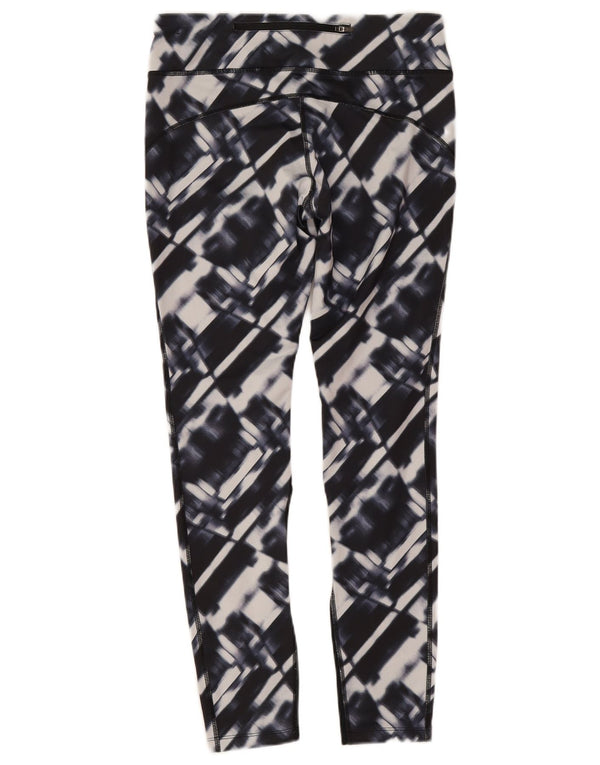 Nike Womens Dri Fit Leggings UK 12 Medium Navy Blue Geometric Polyester