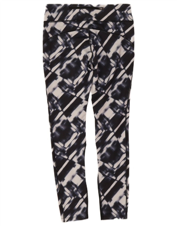Nike Womens Dri Fit Leggings UK 12 Medium Navy Blue Geometric Polyester