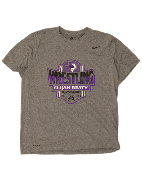 Nike Mens Dri Fit Graphic T-Shirt Top XL Grey Polyester