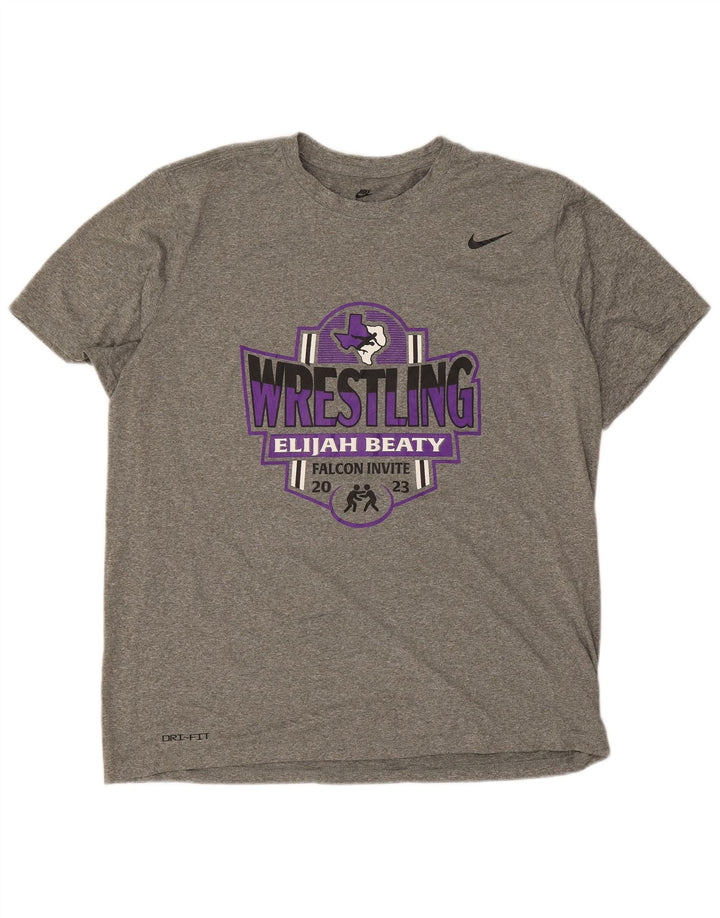 Nike Mens Dri Fit Graphic T-Shirt Top XL Grey Polyester