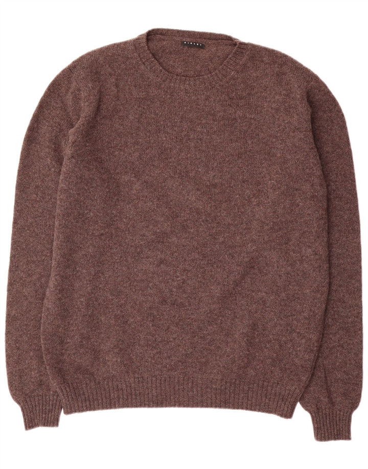 Sisley Mens Crew Neck Jumper Sweater 2XL Brown Wool