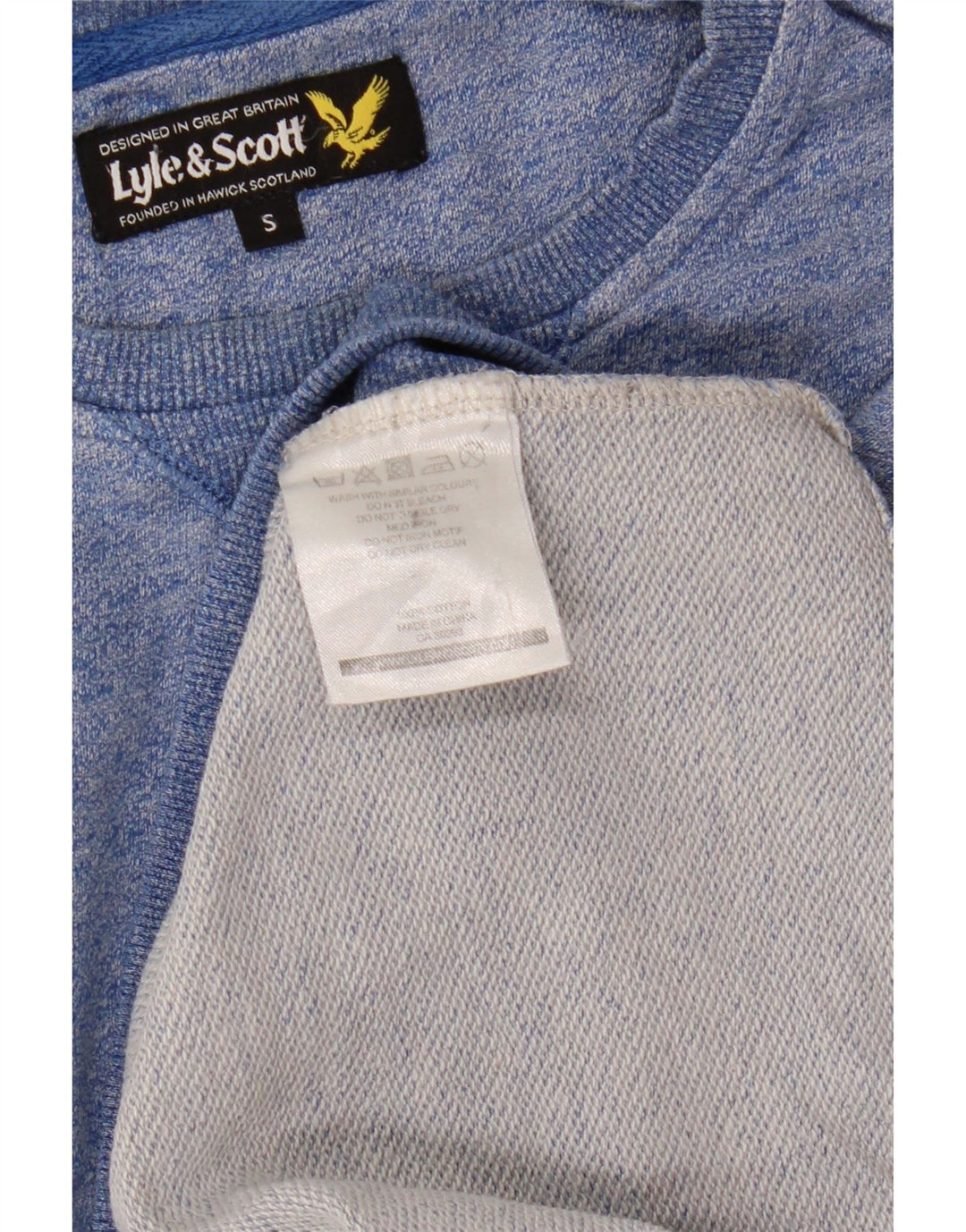 Lyle & Scott Mens Sweatshirt Jumper Small Blue Flecked Cotton