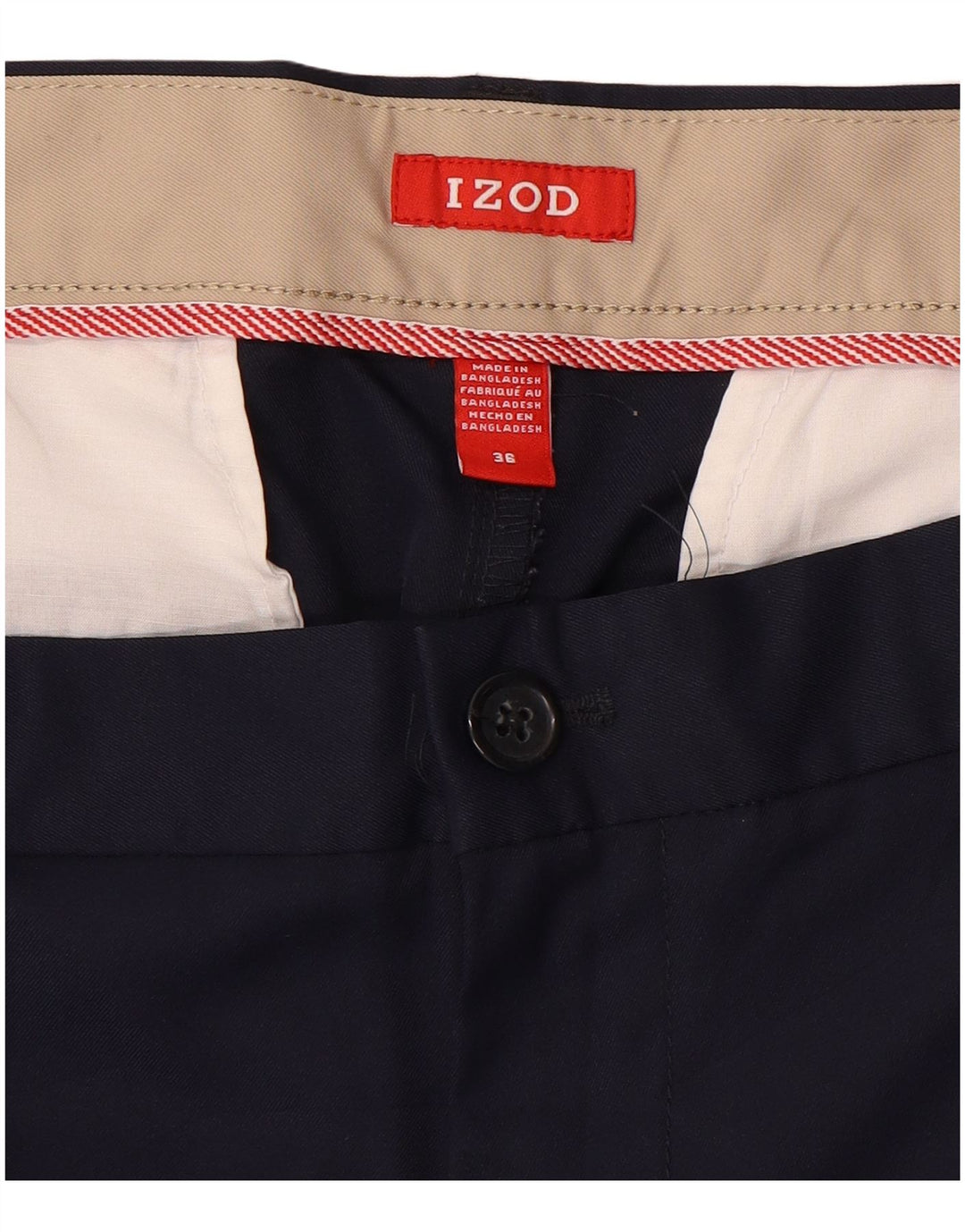 IZOD Mens Chino Shorts W36 Large Navy Blue