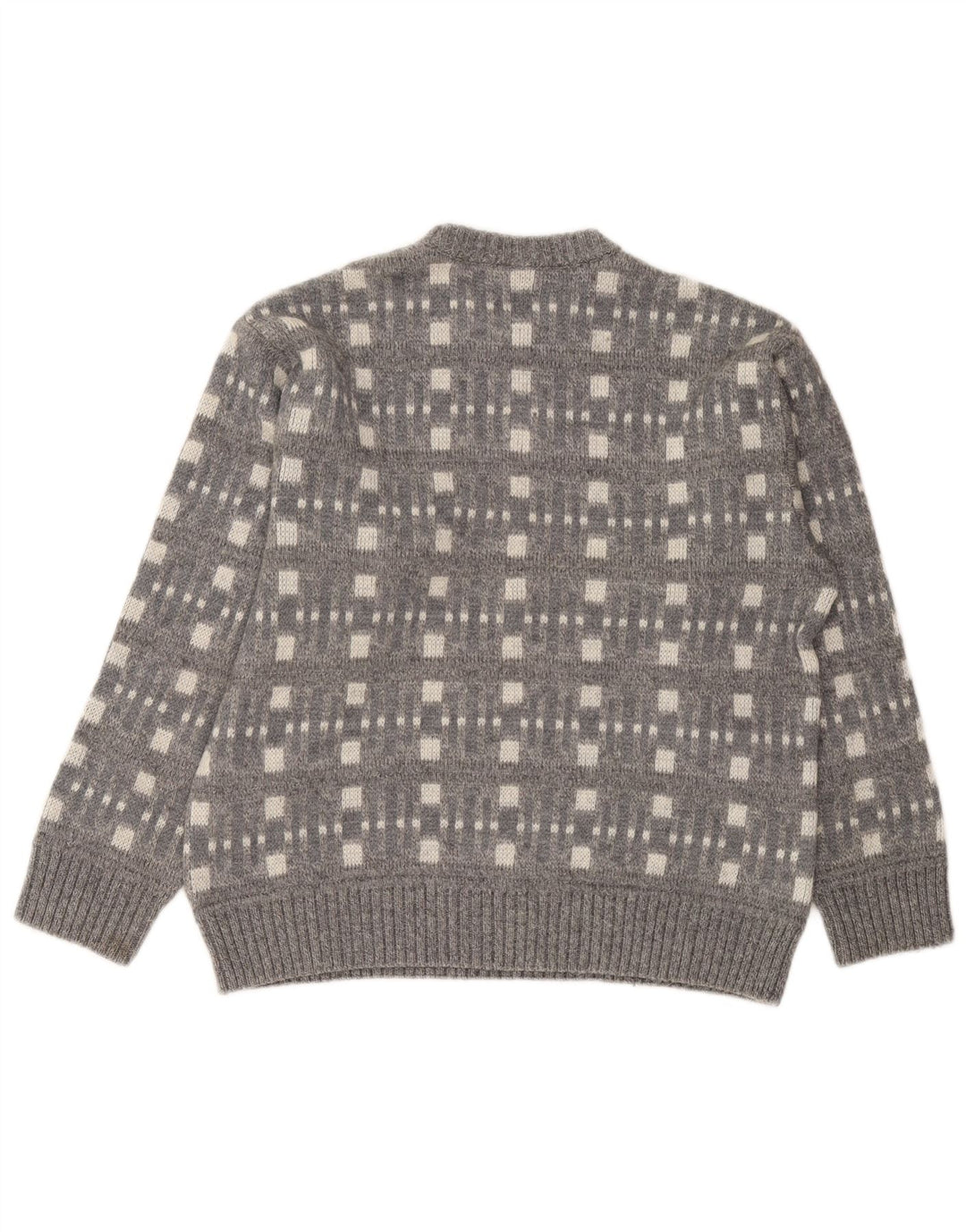 Rasica Mens Crew Neck Jumper Sweater Large Grey Geometric
