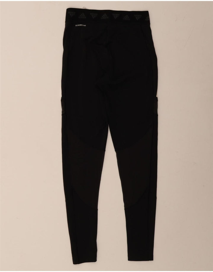 ADIDAS Womens Aeroready Graphic Leggings UK 12/14 Medium  Black Polyester