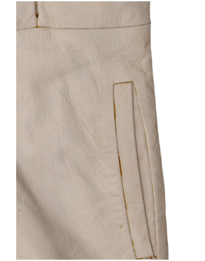 CONBIPEL Womens Hooded Leather Jacket IT 42 Medium White Leather