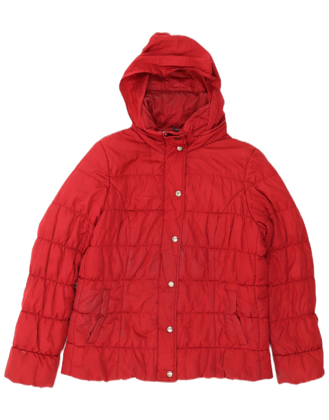 Marks & Spencer Womens Hooded Padded Jacket UK 14 Medium Red Polyester