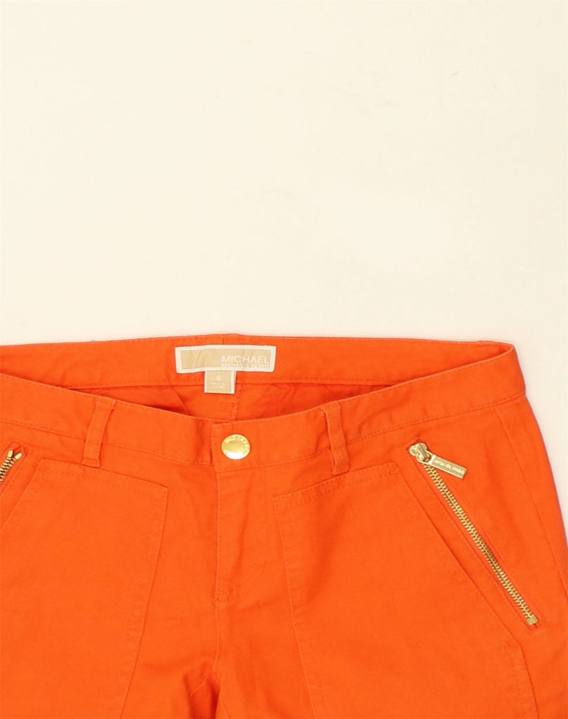 MICHAEL KORS Womens Slim Casual Trousers US 4 Small W30 L28 Orange Cotton | Vintage Michael Kors | Thrift | Second-Hand Michael Kors | Used Clothing | Messina Hembry 