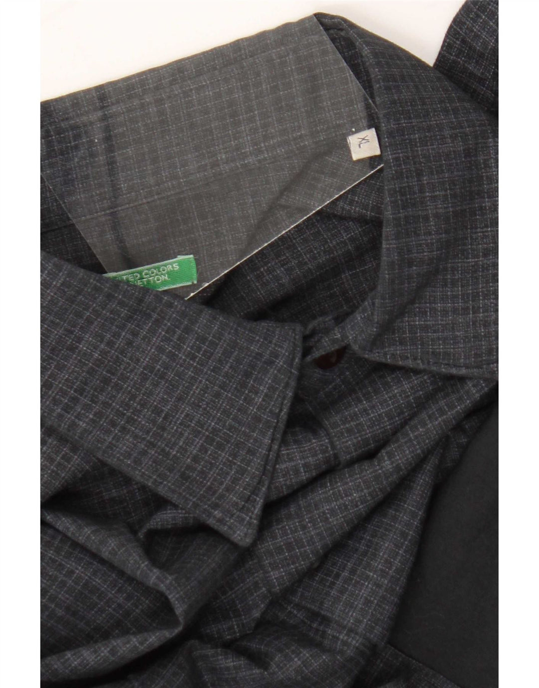 Benetton Mens Shirt XL Navy Blue Gingham