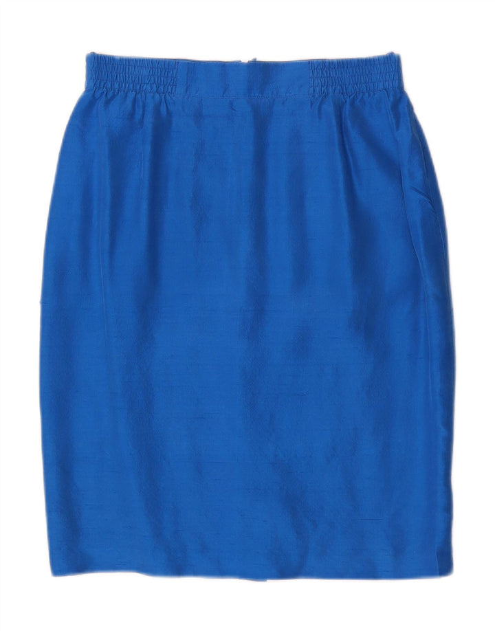 Vera Mont Womens 6 Button 2 Piece Skirt Set UK 14 Medium W28  Blue Silk