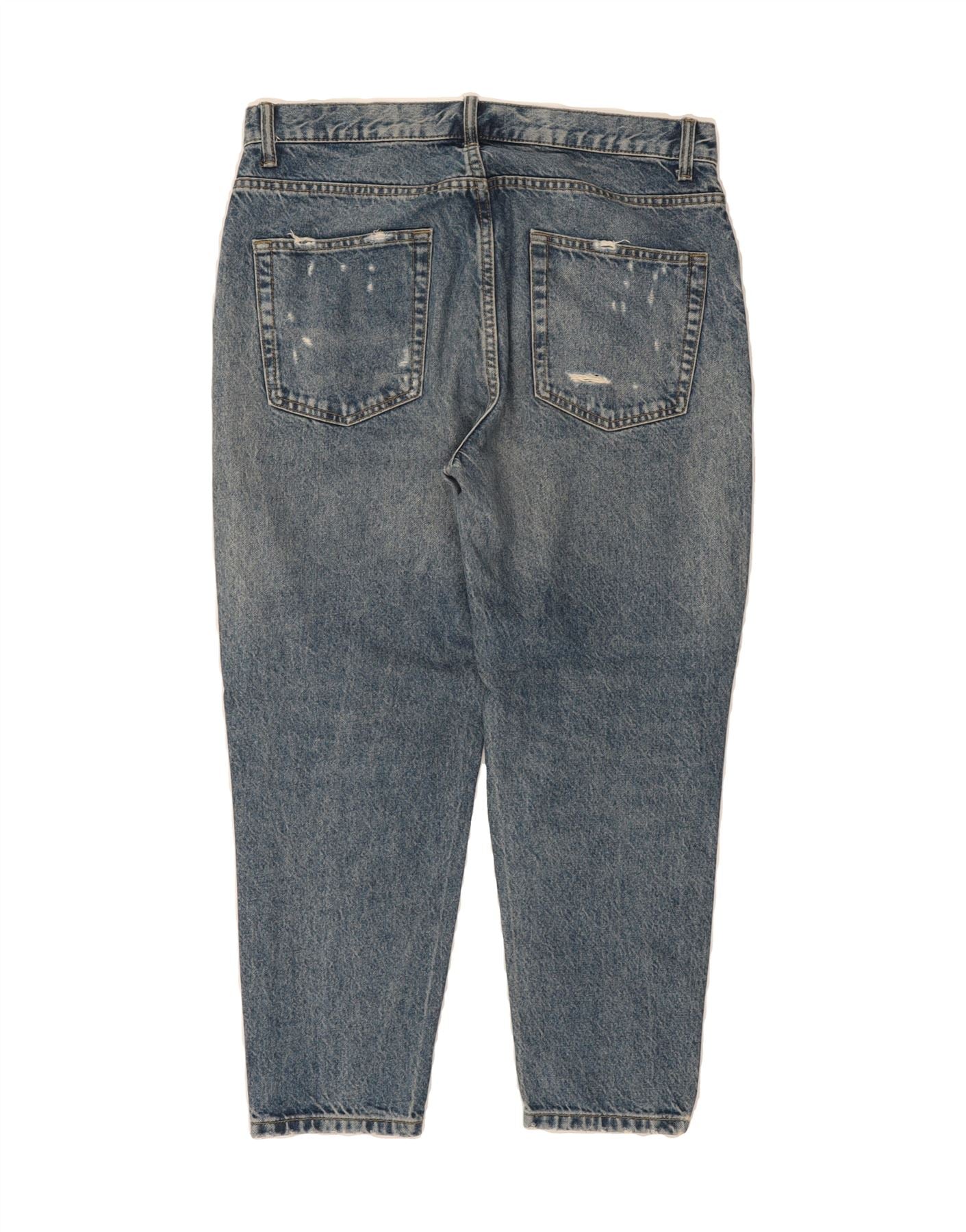 Jeans affusolati cropped effetto used da uomo ZARA, taglia EU 42 Large, W32  L25, cotone blu