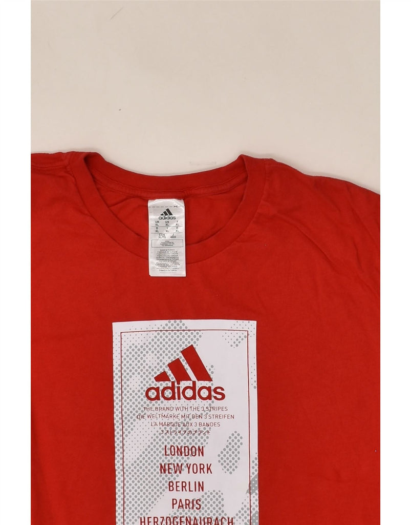 ADIDAS Mens Graphic T-Shirt Top XL Red Cotton | Vintage Adidas | Thrift | Second-Hand Adidas | Used Clothing | Messina Hembry 