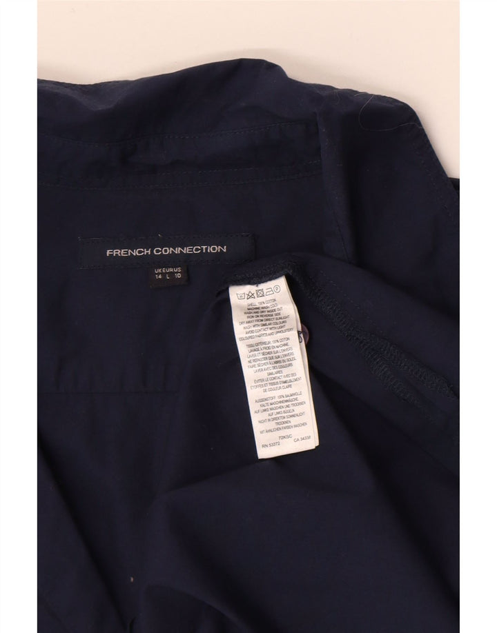 French Connection Womens Pullover Shirt UK 14 Large Navy Blue Cotton