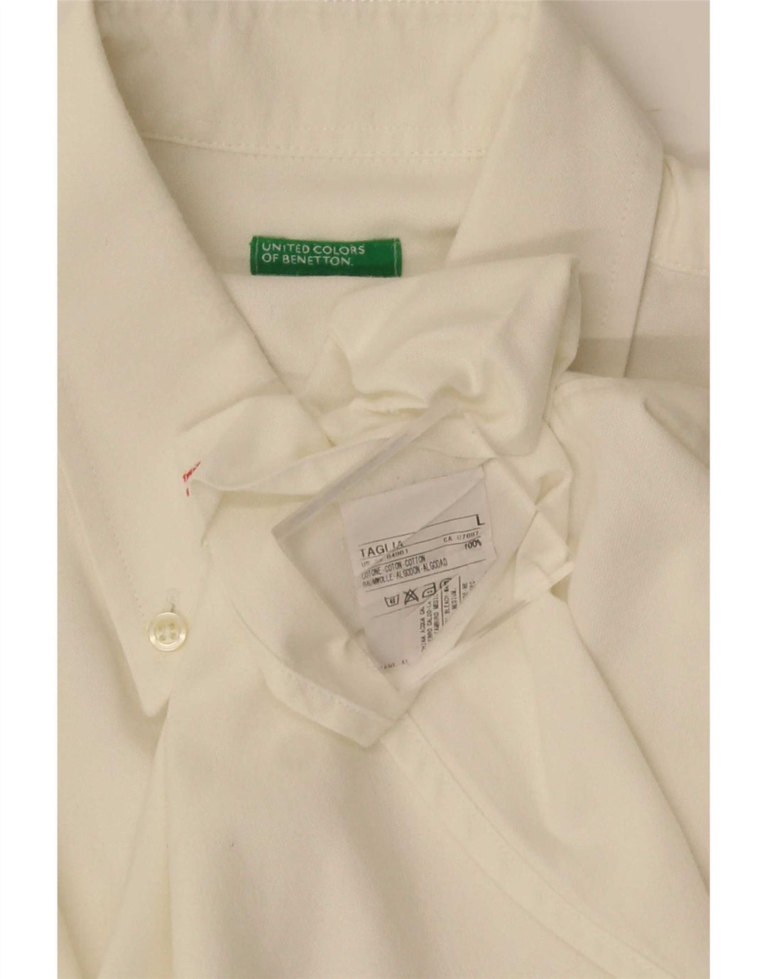 Benetton Mens Shirt Large White Cotton