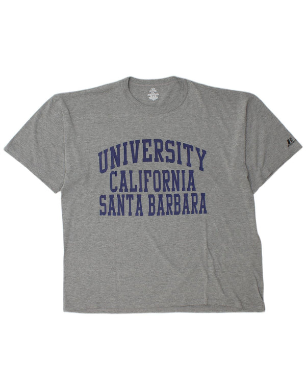 RUSSELL ATHLETIC Mens Graphic T-Shirt Top XL Grey Cotton