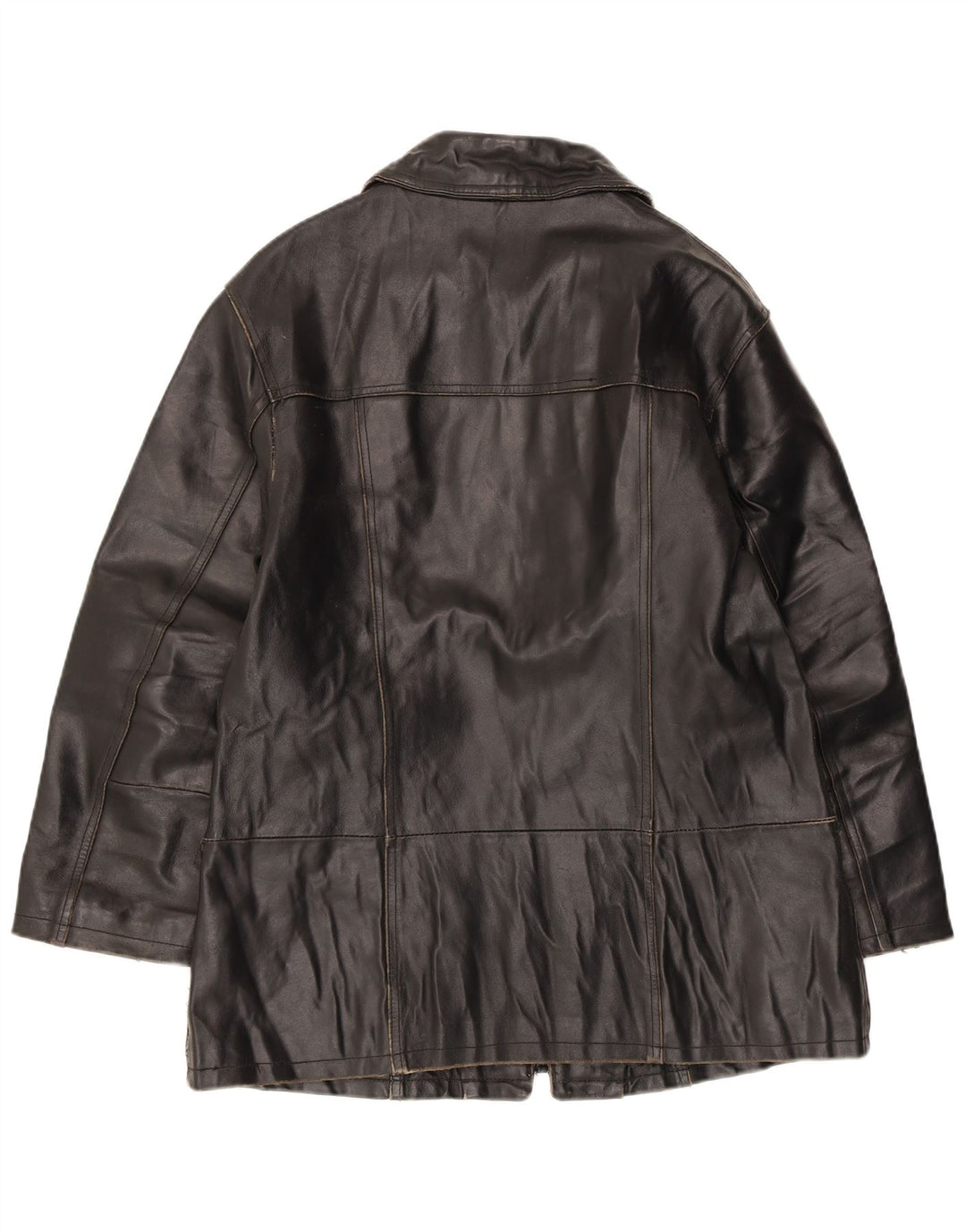 VINTAGE Womens Leather Jacket IT 42 Medium Black Leather