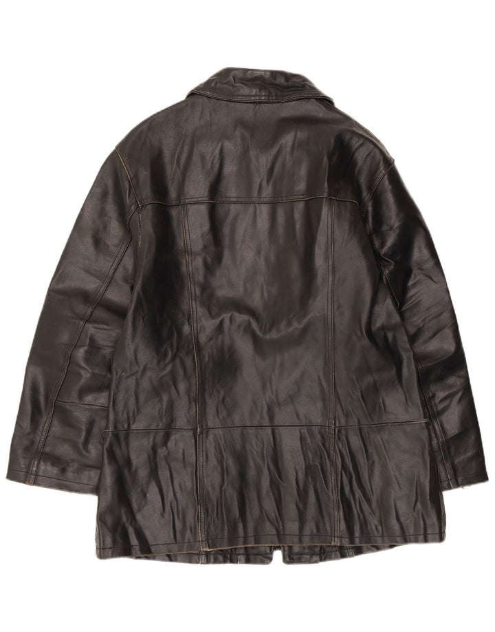 VINTAGE Womens Leather Jacket IT 42 Medium Black Leather