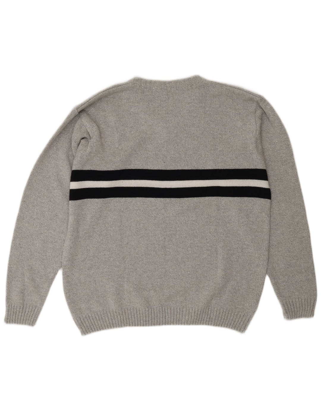 John F Gee Mens V-Neck Jumper Sweater UK 40/42 Medium Grey Colourblock