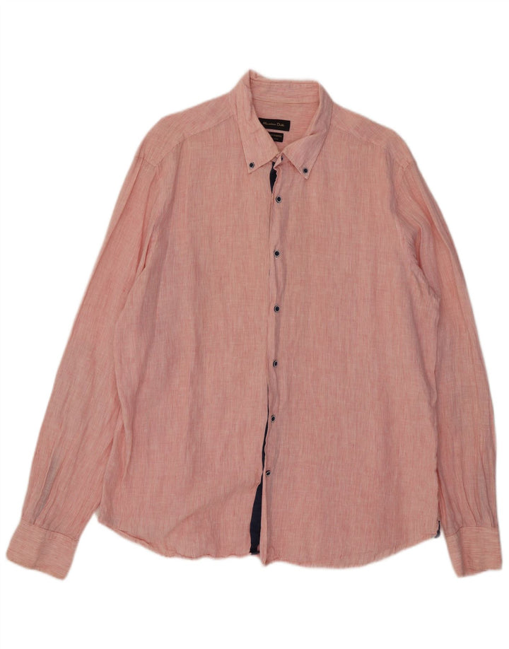 Massimo Dutti Mens Shirt 2XL Pink Pinstripe