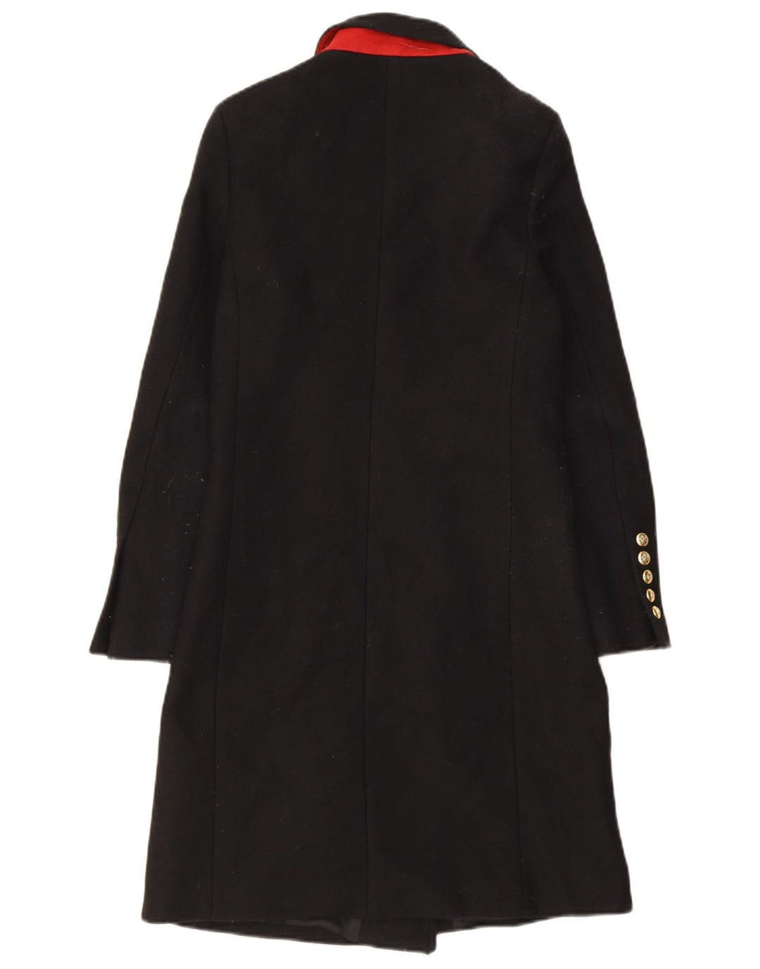 Zara Womens Double Breasted Coat UK 6 XS Black Polyester