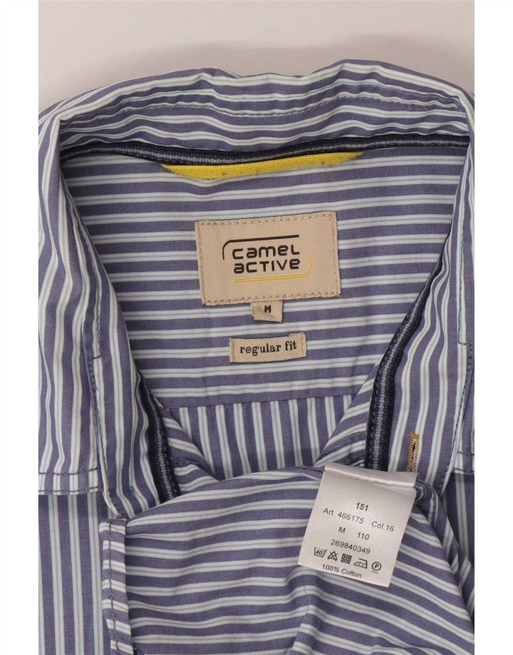 Camel Active Mens Short Sleeve Regular Fit Shirt Medium Blue Pinstripe