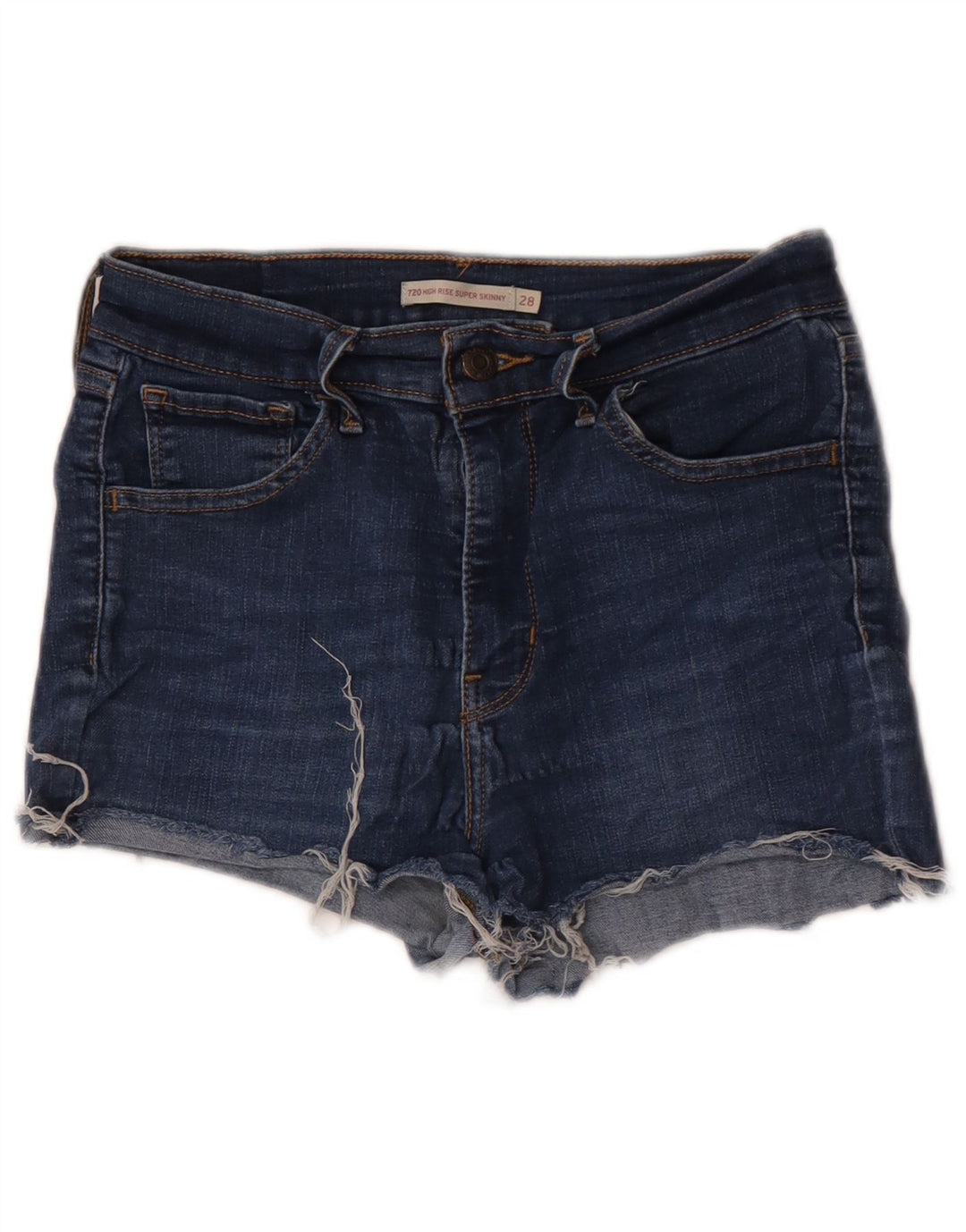 LEVI'S Womens 720 High Rise Denim Shorts W28 Medium Blue Cotton