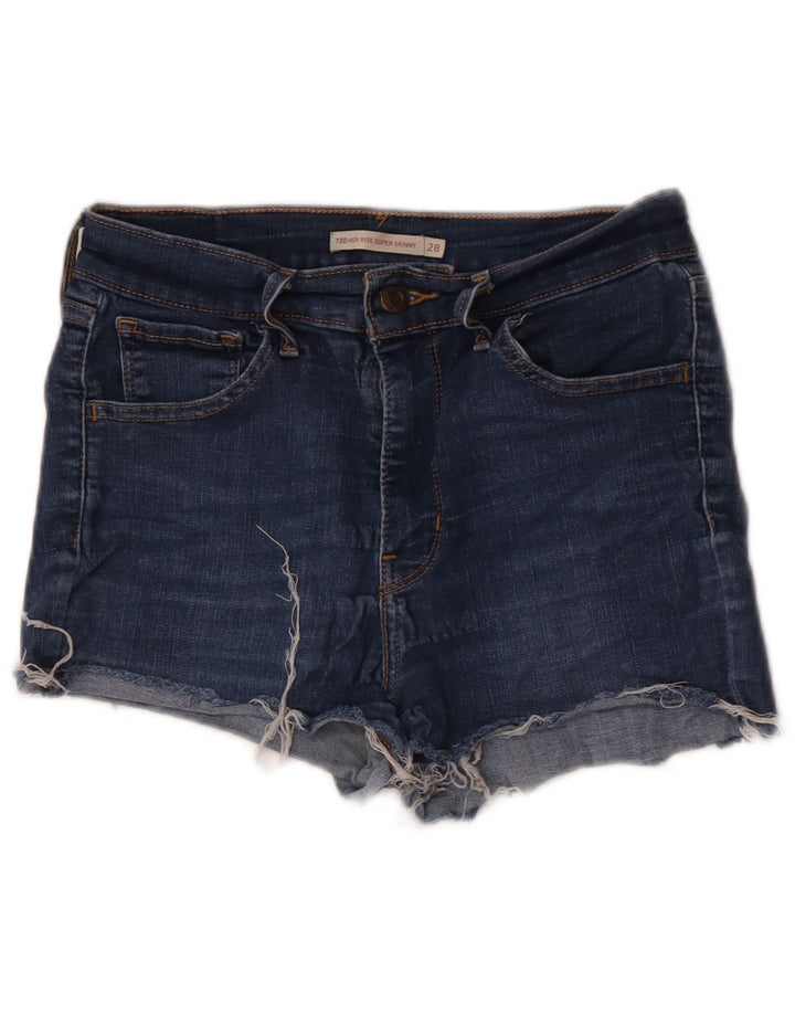 LEVI'S Womens 720 High Rise Denim Shorts W28 Medium Blue Cotton