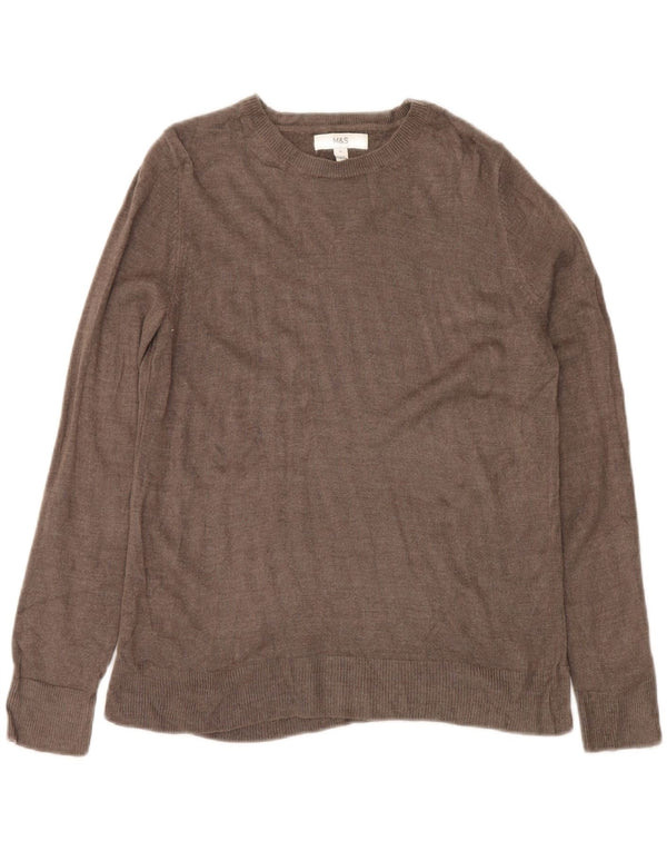 Marks & Spencer Womens Boat Neck Jumper Sweater UK 12 Medium Grey Acrylic