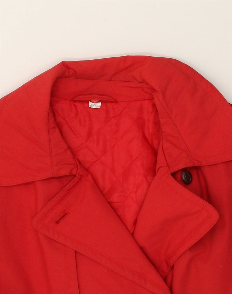 VINTAGE Womens Double Breasted Coat EU 40 Medium Red Polyester | Vintage Vintage | Thrift | Second-Hand Vintage | Used Clothing | Messina Hembry 