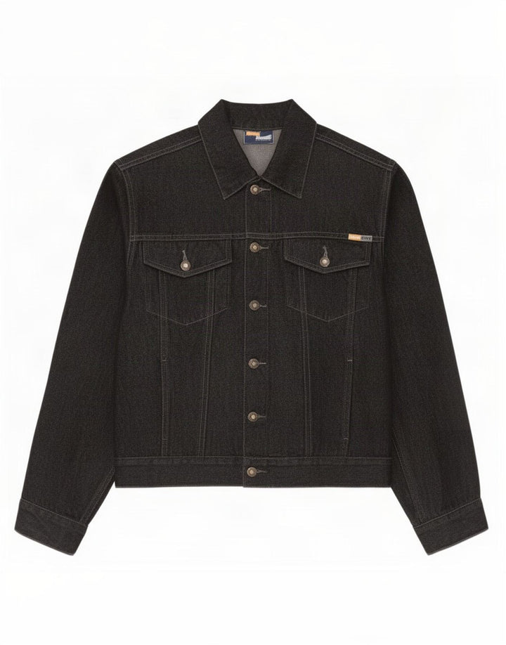 Denim Style Womens Denim Jacket UK 14 Large Black Cotton