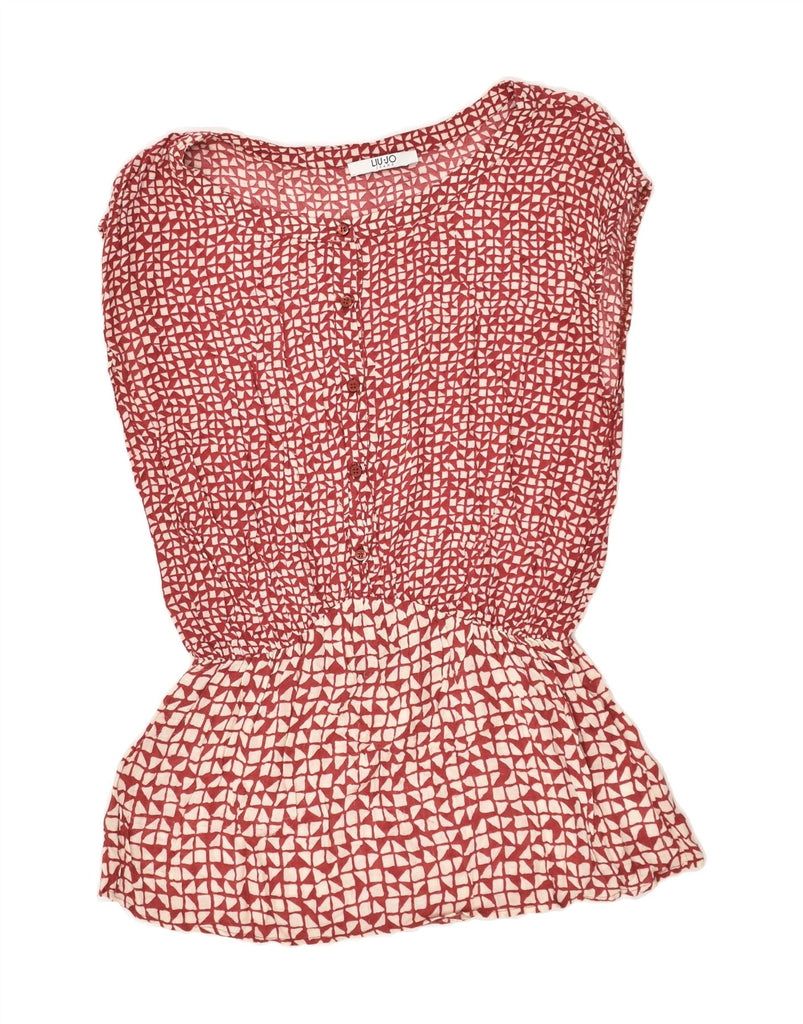 LIU JO Womens Sleeveless Blouse Top IT 42 Medium Red Geometric | Vintage Liu Jo | Thrift | Second-Hand Liu Jo | Used Clothing | Messina Hembry 