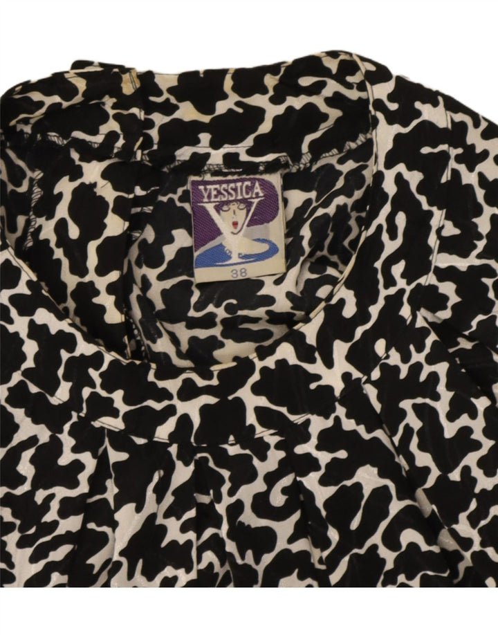 Yessica Womens Crop Blouse Top EU 38 Medium Black Animal Print Polyester