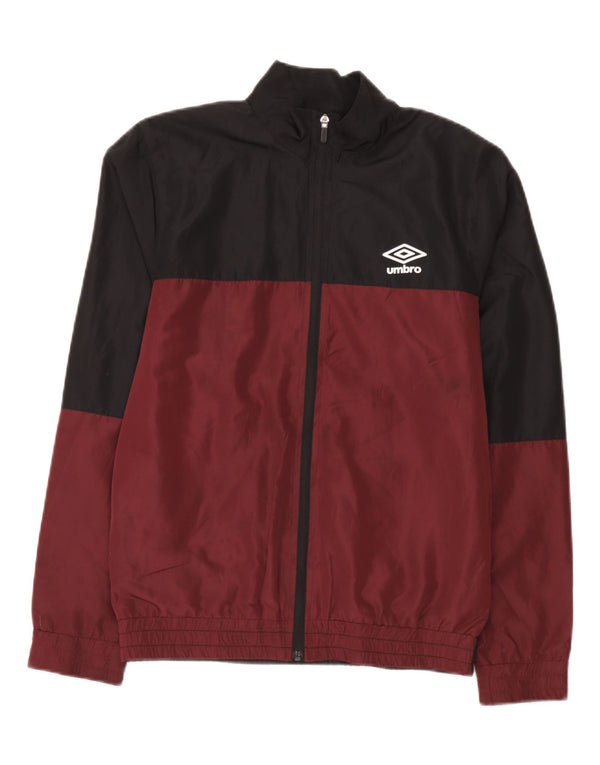 Umbro Mens Graphic Tracksuit Top Jacket Small Maroon Colourblock Polyester