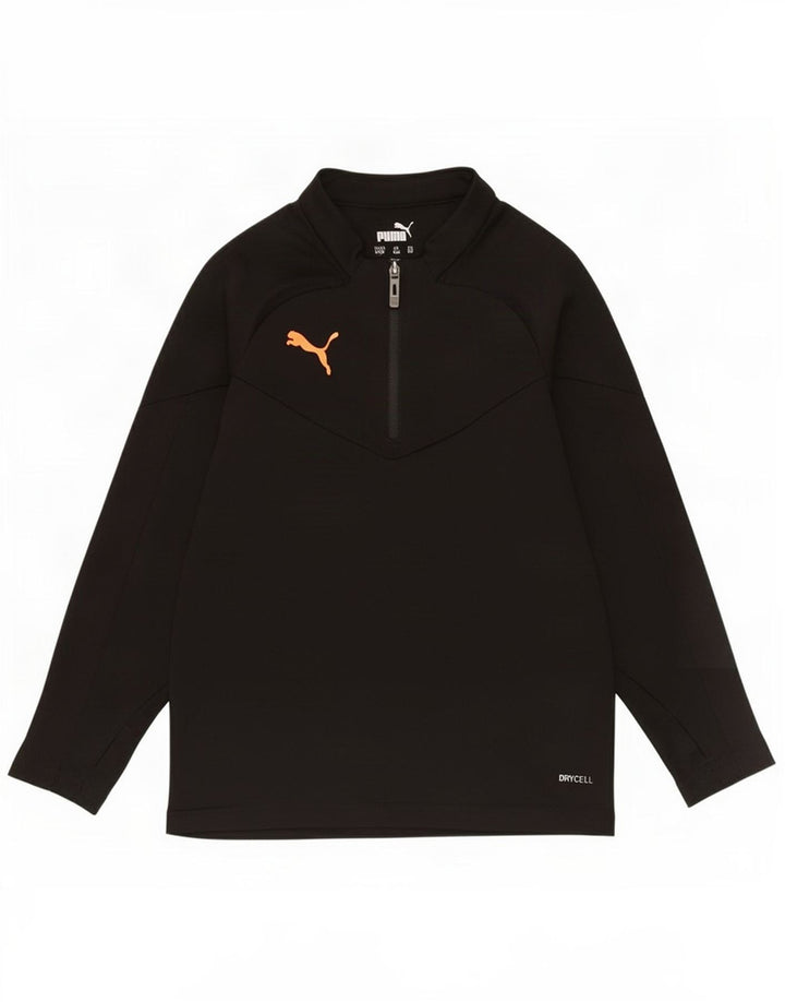 Puma Boys Zip Neck Pullover Tracksuit Top 7-8 Years Black Polyester