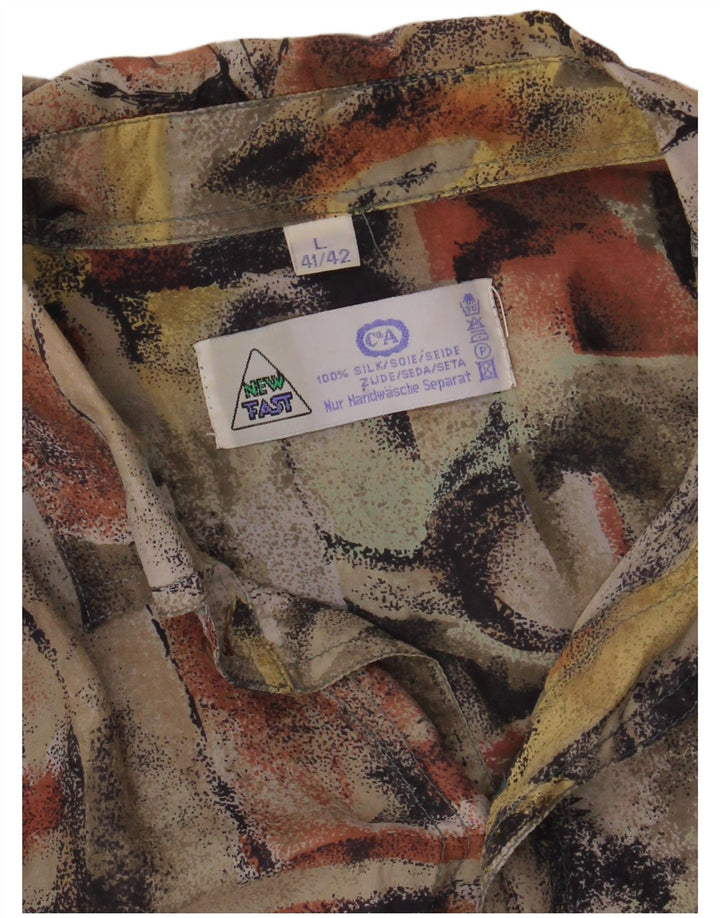 NEW FAST Mens Abstract Pattern Shirt Size 41/42 Large Multicoloured Silk