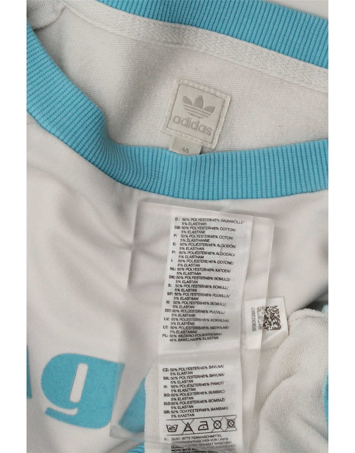 Adidas Womens Graphic Sweatshirt Jumper IT 46 Large White Polyester