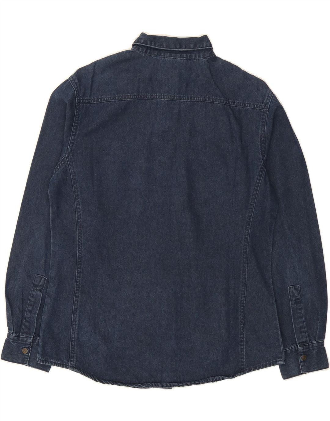COSMOS Womens Denim Shirt EU 38 Medium Navy Blue Cotton Vintage Cosmos and Second-Hand Cosmos from Messina Hembry 