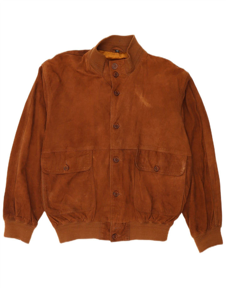 MASTERPELLE Mens Suede Bomber Jacket IT 52 XL Brown Leather
