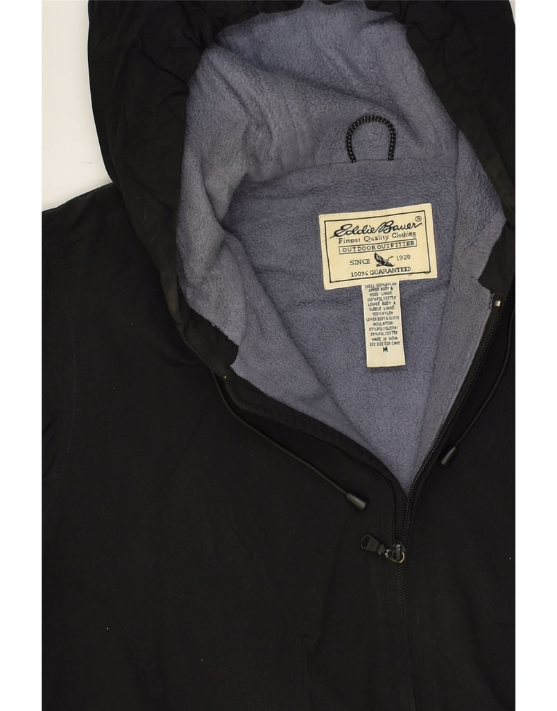 EDDIE BAUER Womens Hooded Windbreaker Jacket UK 14 Medium Black Nylon | Vintage Eddie Bauer | Thrift | Second-Hand Eddie Bauer | Used Clothing | Messina Hembry 