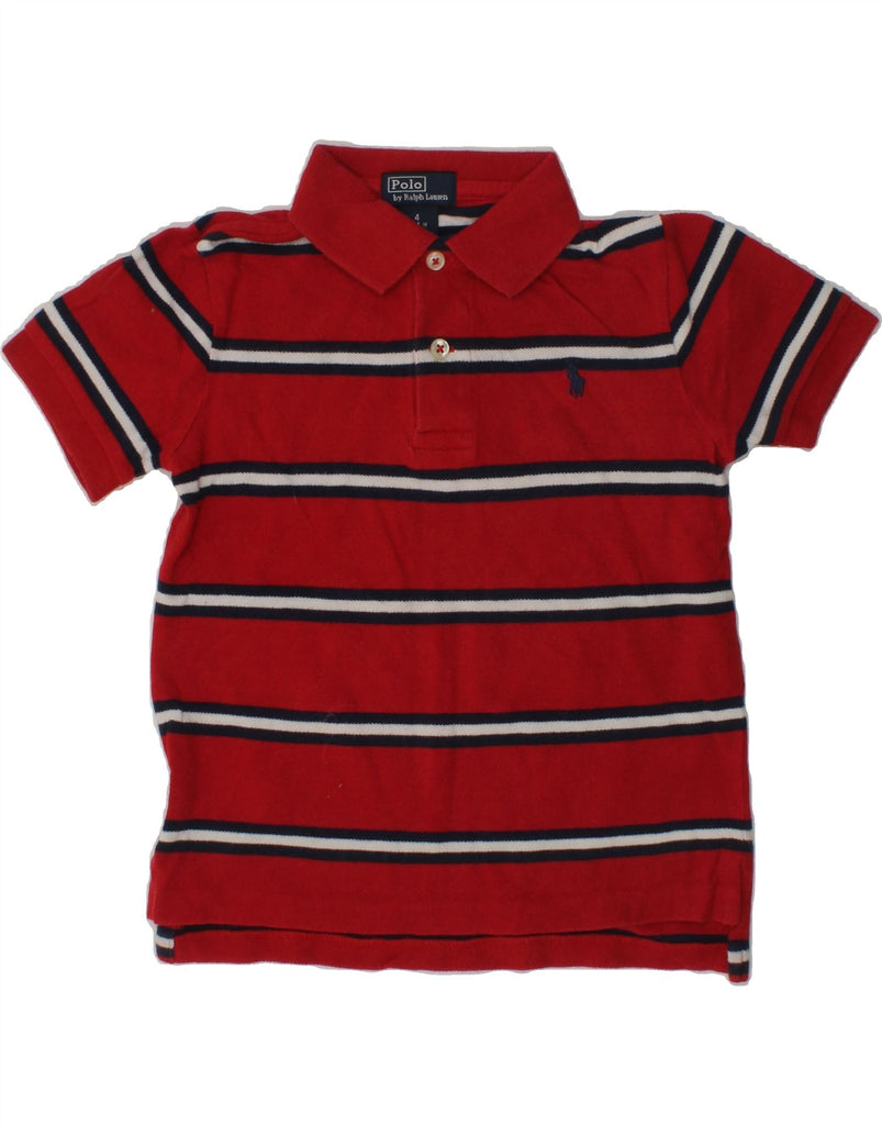 POLO RALPH LAUREN Boys Polo Shirt 3-4 Years Red Striped Cotton | Vintage Polo Ralph Lauren | Thrift | Second-Hand Polo Ralph Lauren | Used Clothing | Messina Hembry 