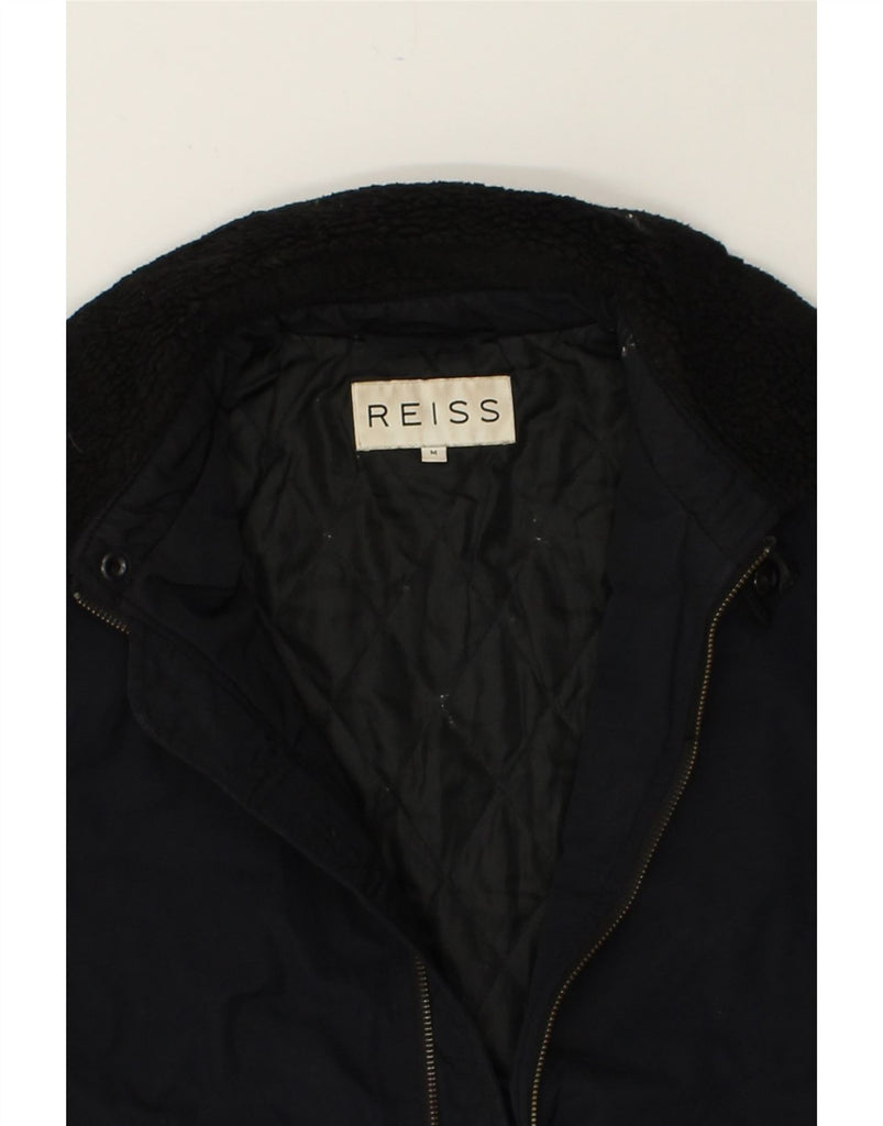 REISS Mens Bomber Jacket UK 38 Medium Navy Blue Cotton | Vintage Reiss | Thrift | Second-Hand Reiss | Used Clothing | Messina Hembry 