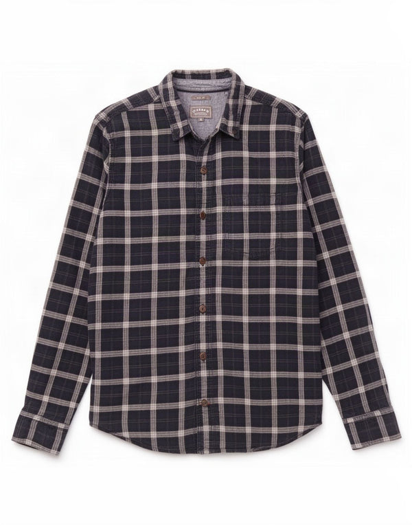 Fat Face Mens Slim Fit Flannel Shirt Medium Navy Blue Check Cotton