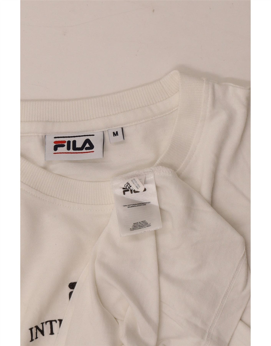 Fila Mens Graphic T-Shirt Top Medium White Cotton