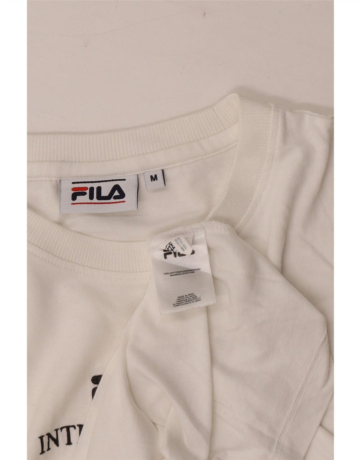 Fila Mens Graphic T-Shirt Top Medium White Cotton