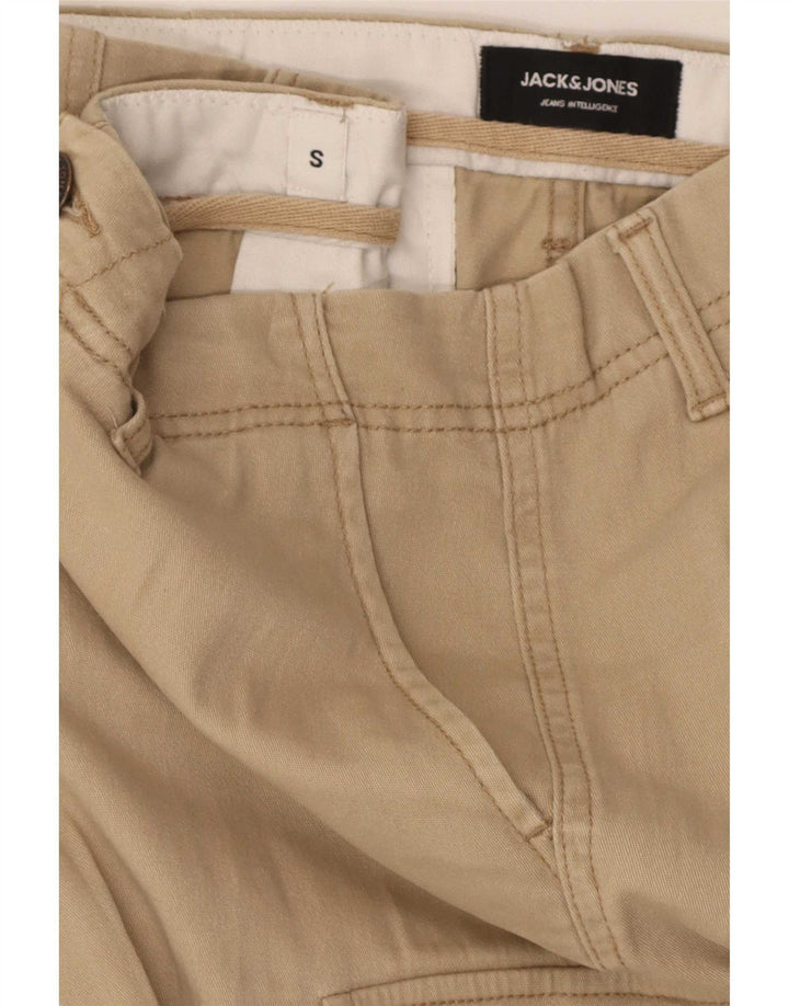 Jack & Jones Mens Cargo Shorts Small W32 Beige Cotton