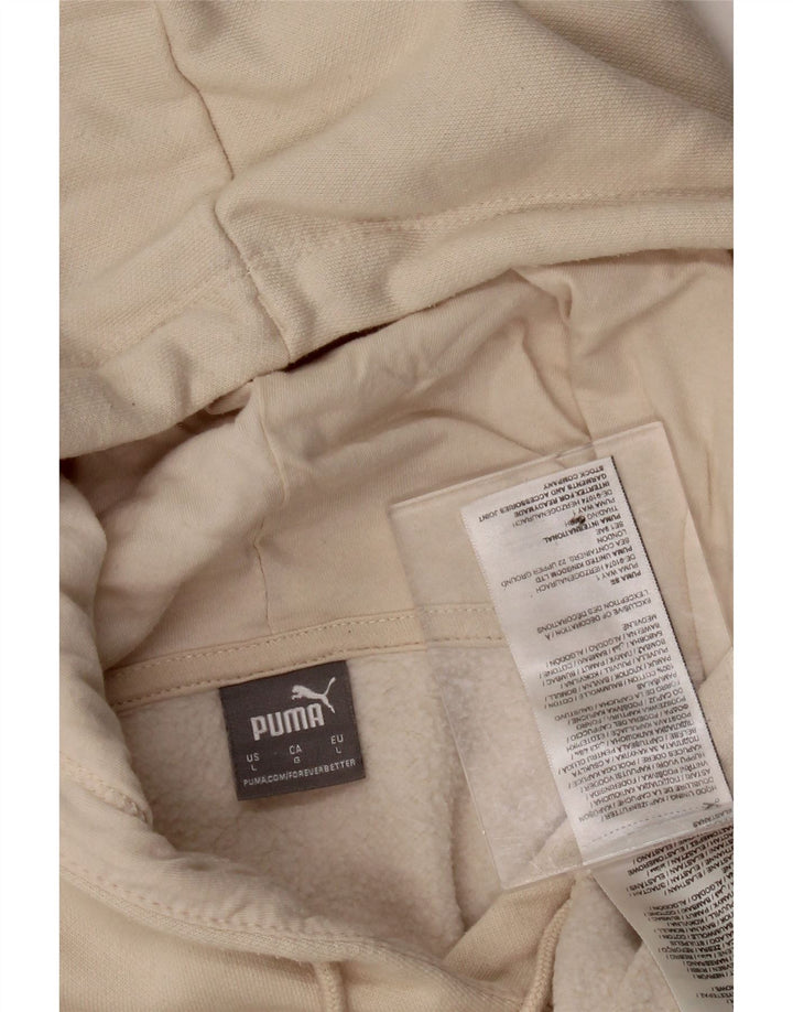 PUMA Womens Hoodie Jumper UK 16 Large Off White Cotton