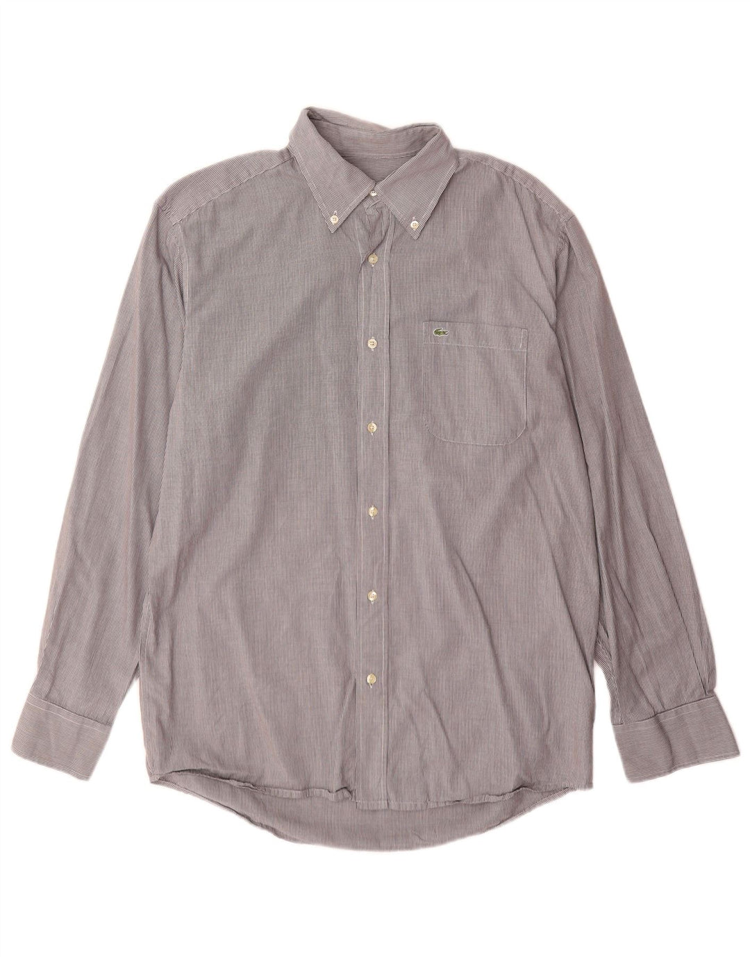 Lacoste Mens Regular Fit Shirt Size 40 Medium Grey Pinstripe Cotton