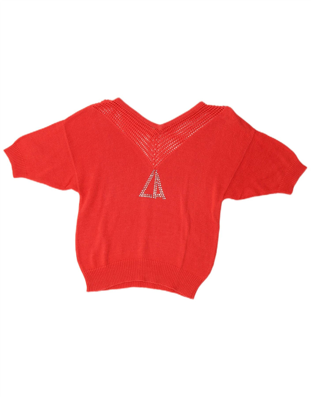 Loris Azzaro Womens Crop V-Neck Jumper Sweater EU 40 Medium Red