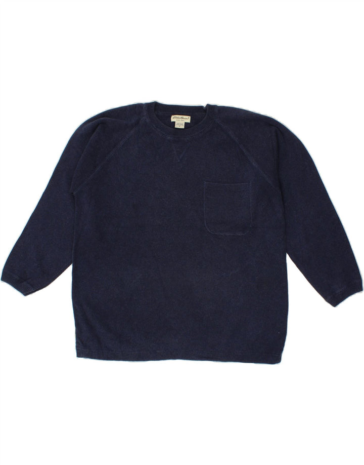 EDDIE BAUER Womens Crew Neck Jumper Sweater UK 14 Medium Navy Blue Cotton Vintage Eddie Bauer and Second-Hand Eddie Bauer from Messina Hembry 